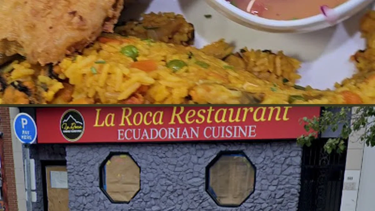 Ecuadorian restaurant interior with tables and warm lighting.